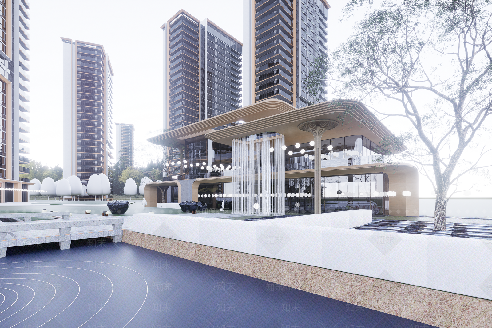 现代小区建筑SU模型下载【ID:1201670739】
