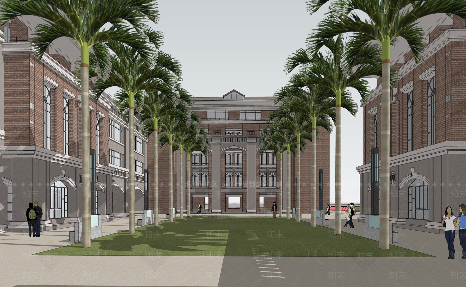 欧式简欧学校建筑SU模型下载【ID:1201672508】