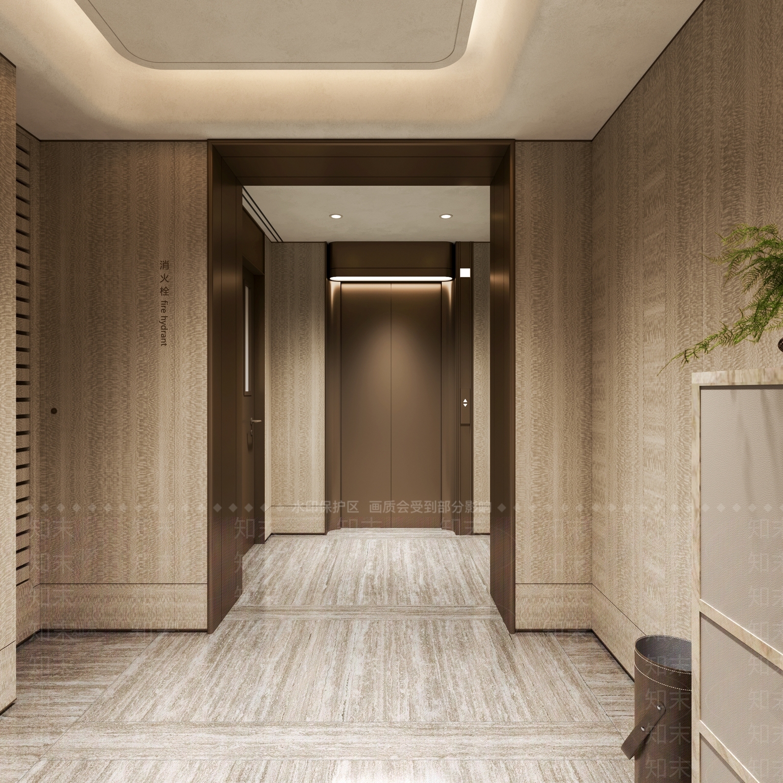 现代侘寂电梯间3D模型下载【ID:1201673971】