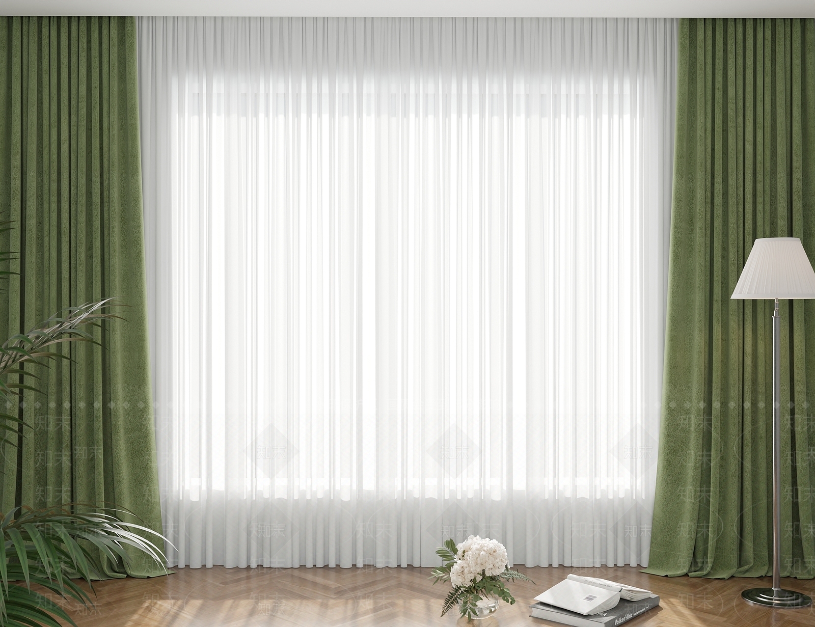 现代北欧通用窗帘3D模型下载【ID:1201673966】