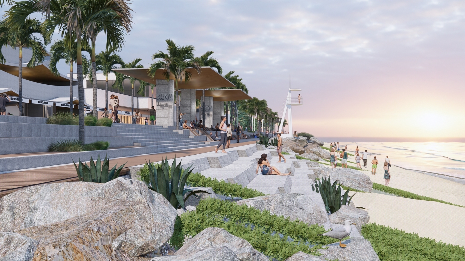 现代滨水景观SU模型下载【ID:1201675134】