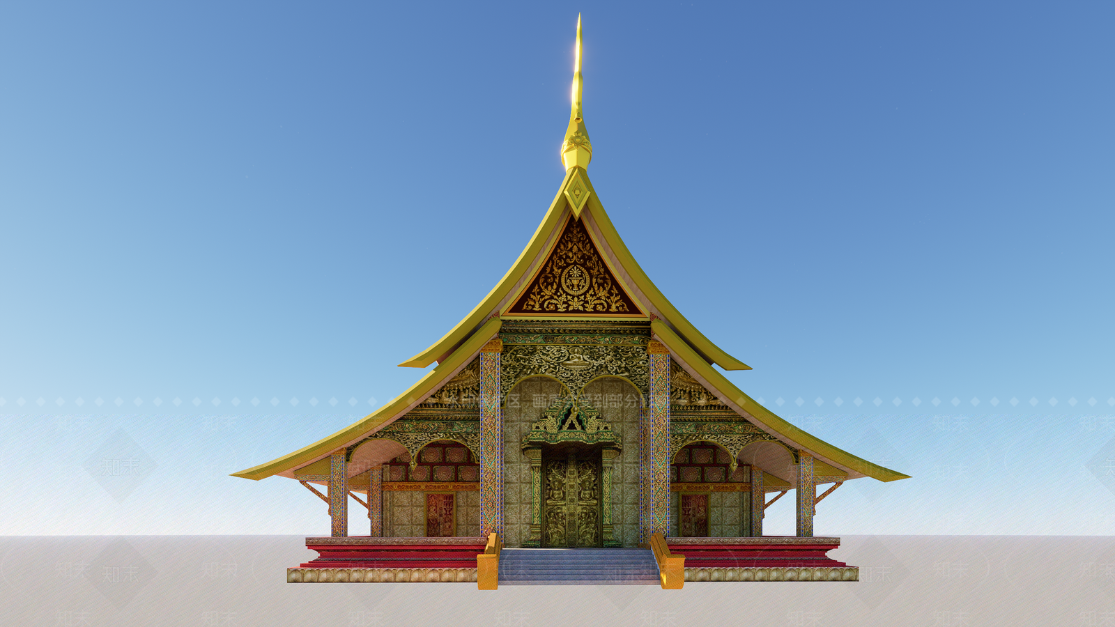 禅意艺术风格建筑3D模型下载【ID:1201675655】