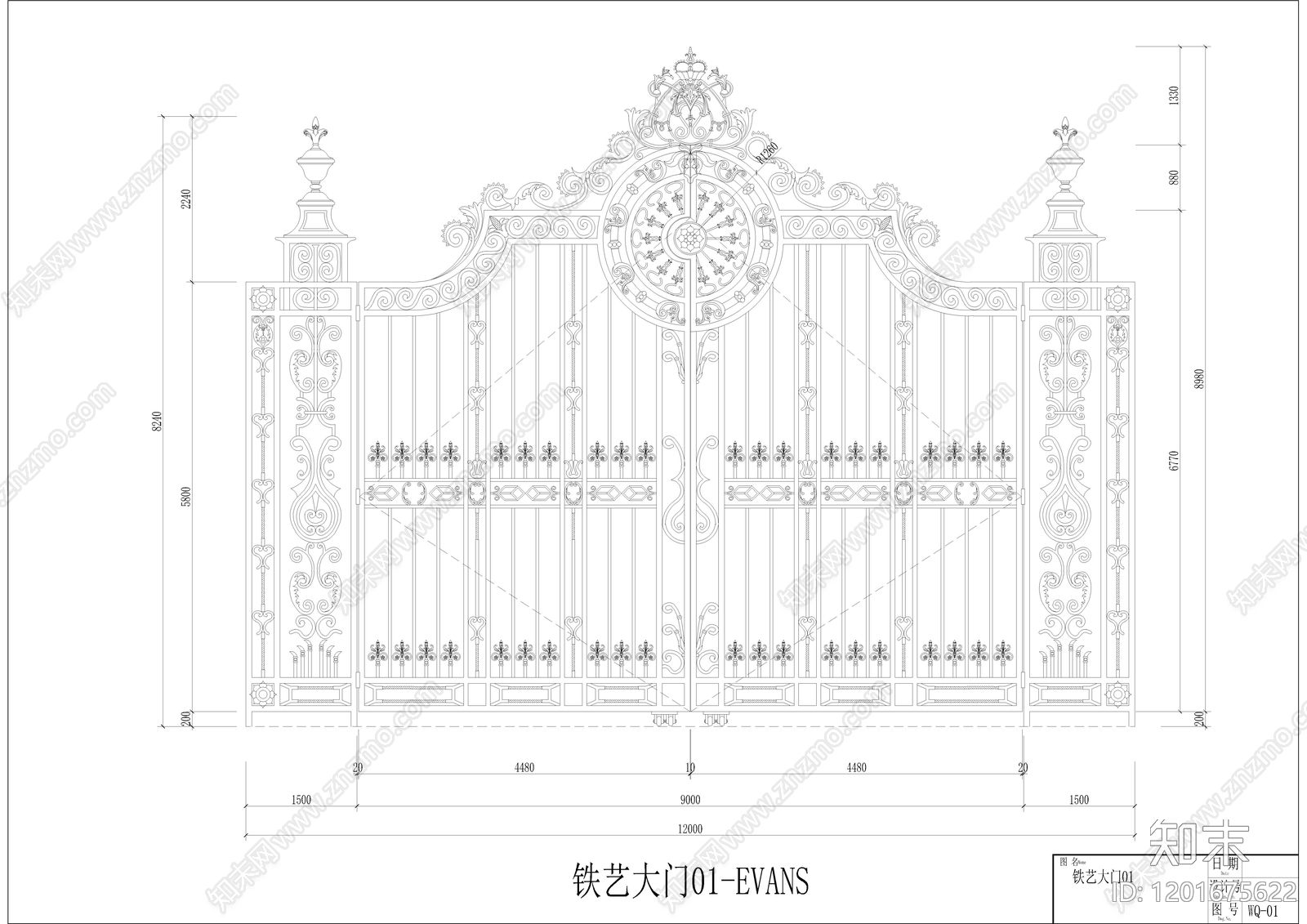 铁艺栏杆大门动态块合集cad施工图下载【ID:1201675622】