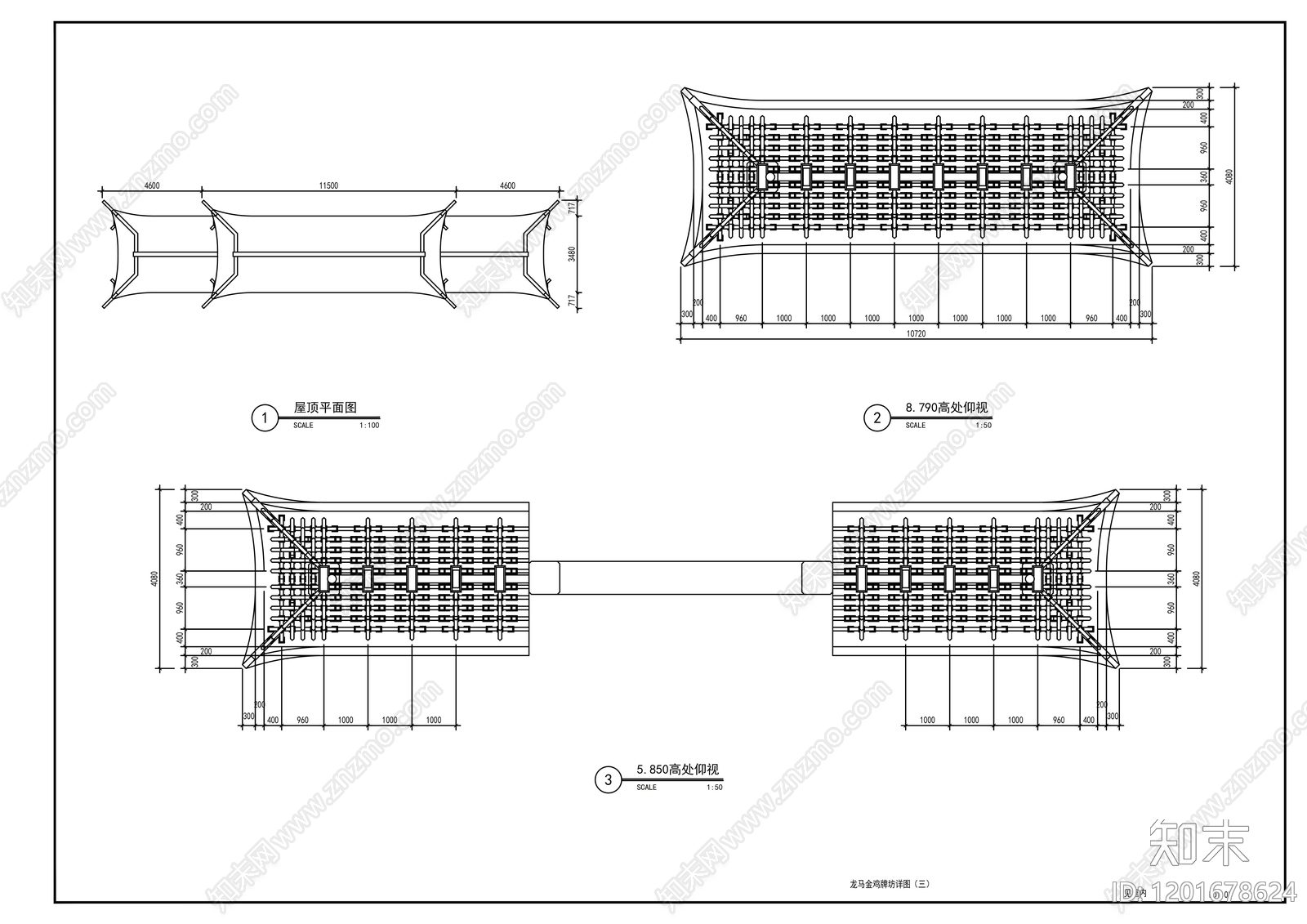 仿古建筑cad施工图下载【ID:1201678624】