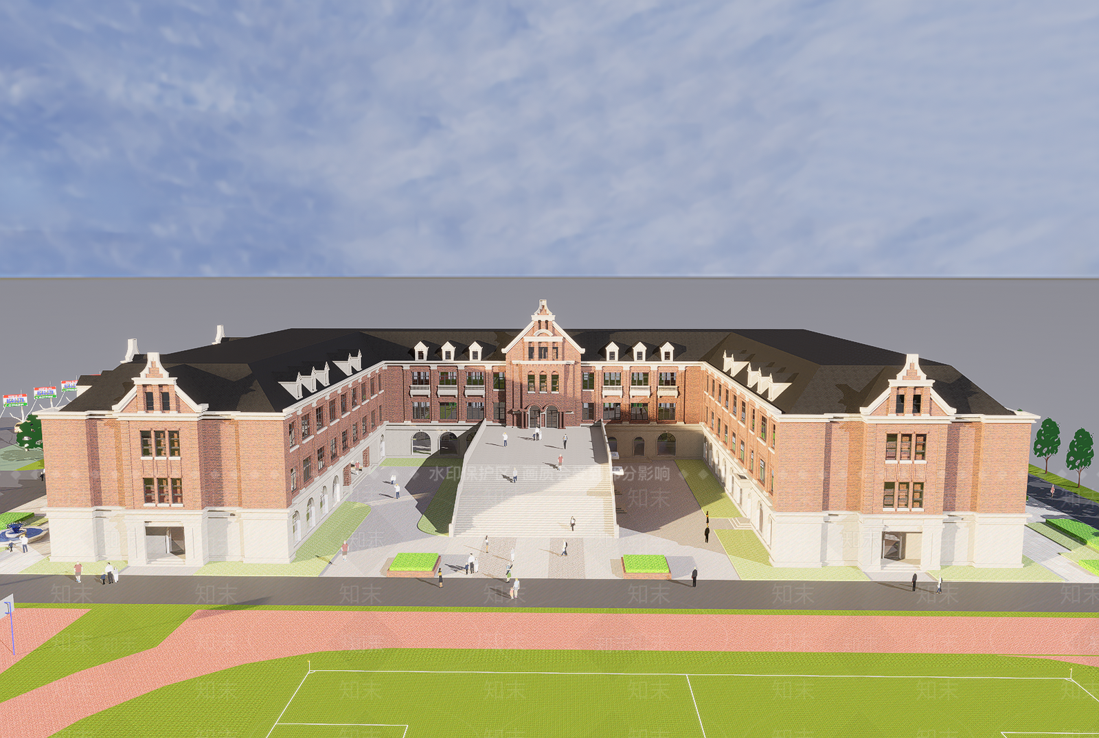 欧式简欧学校建筑SU模型下载【ID:1201678772】