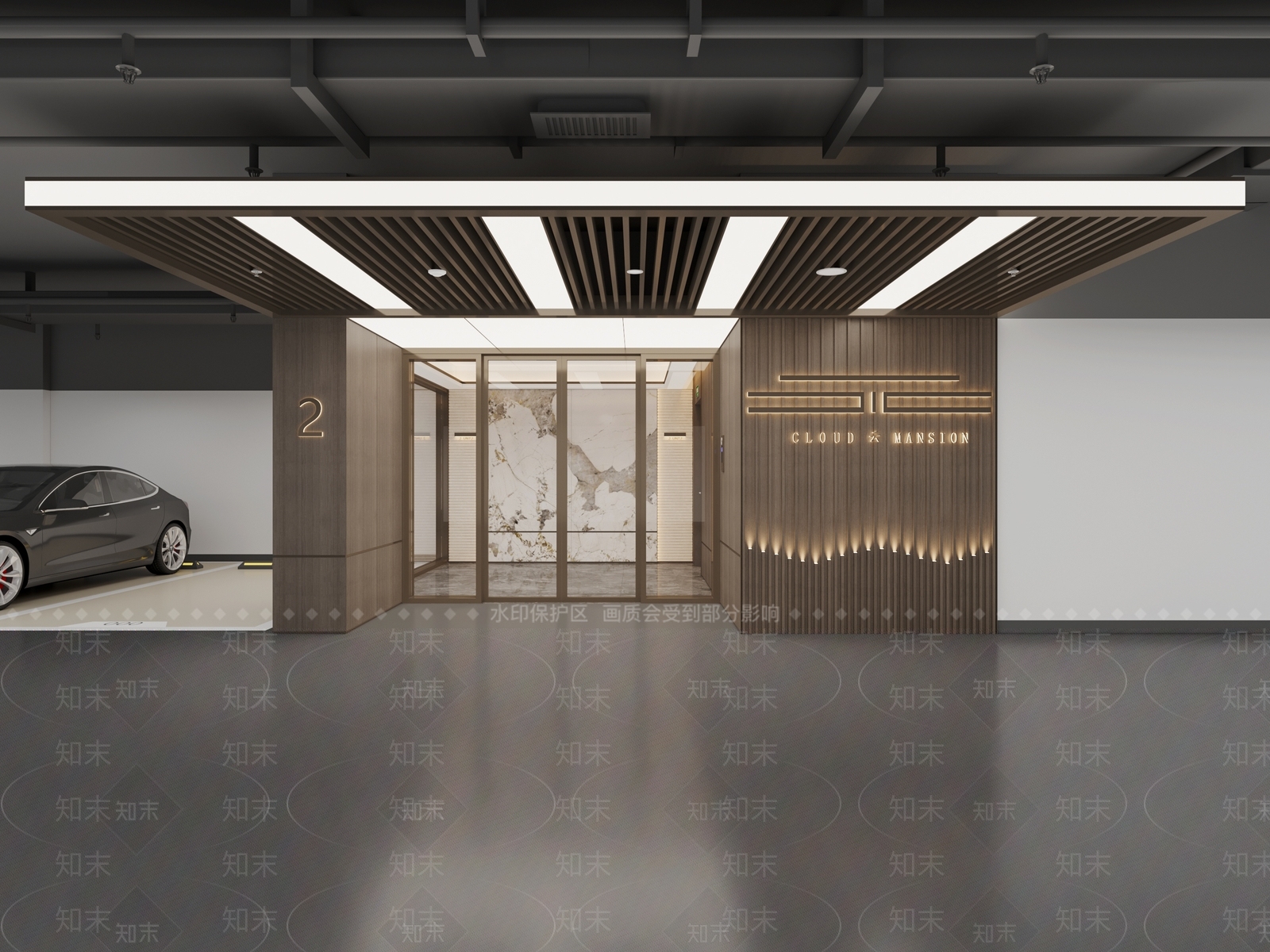 现代轻奢室内停车场3D模型下载【ID:1201680185】