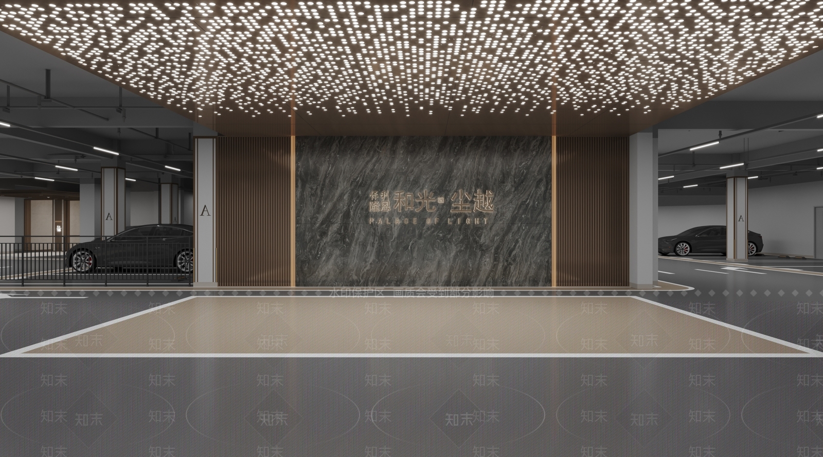 现代轻奢室内停车场3D模型下载【ID:1201685731】