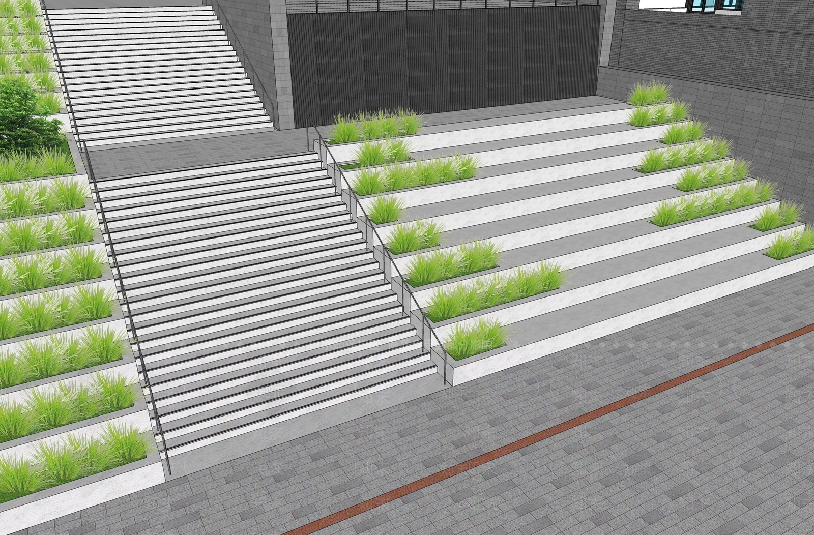 现代小区景观SU模型下载【ID:1201687158】