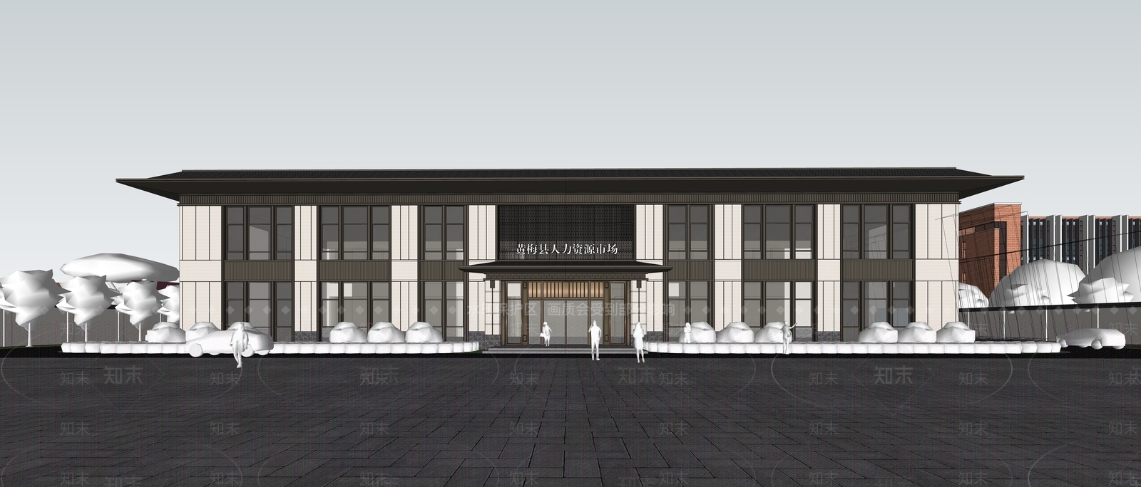 新中式小公建SU模型下载【ID:1201687227】