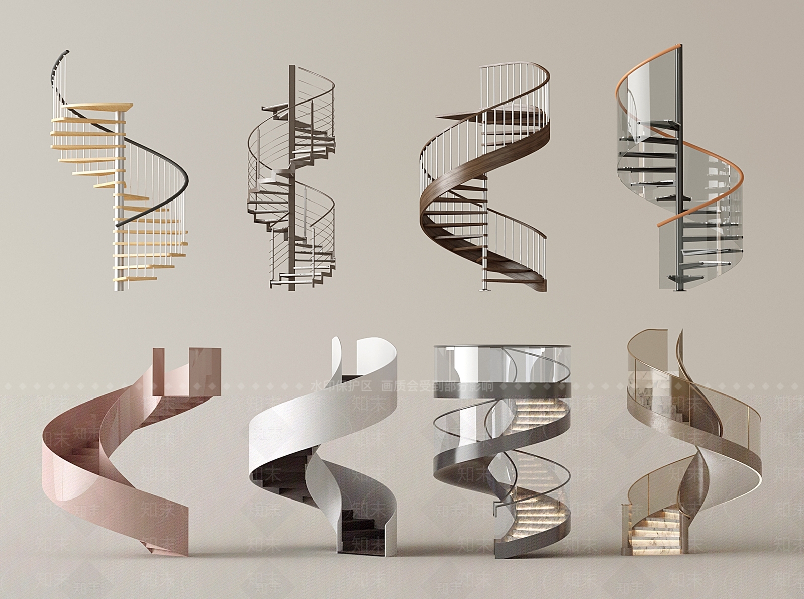 现代意式旋转楼梯SU模型下载【ID:1201687699】