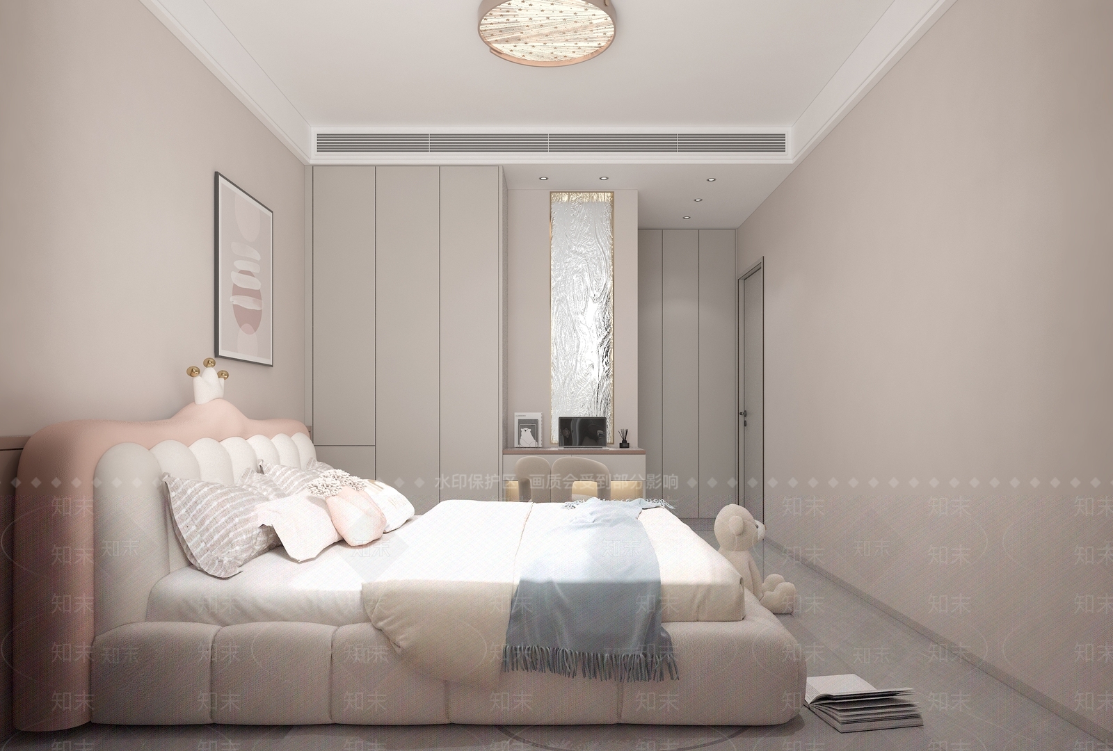 现代奶油家居卧室3D模型下载【ID:1201688326】