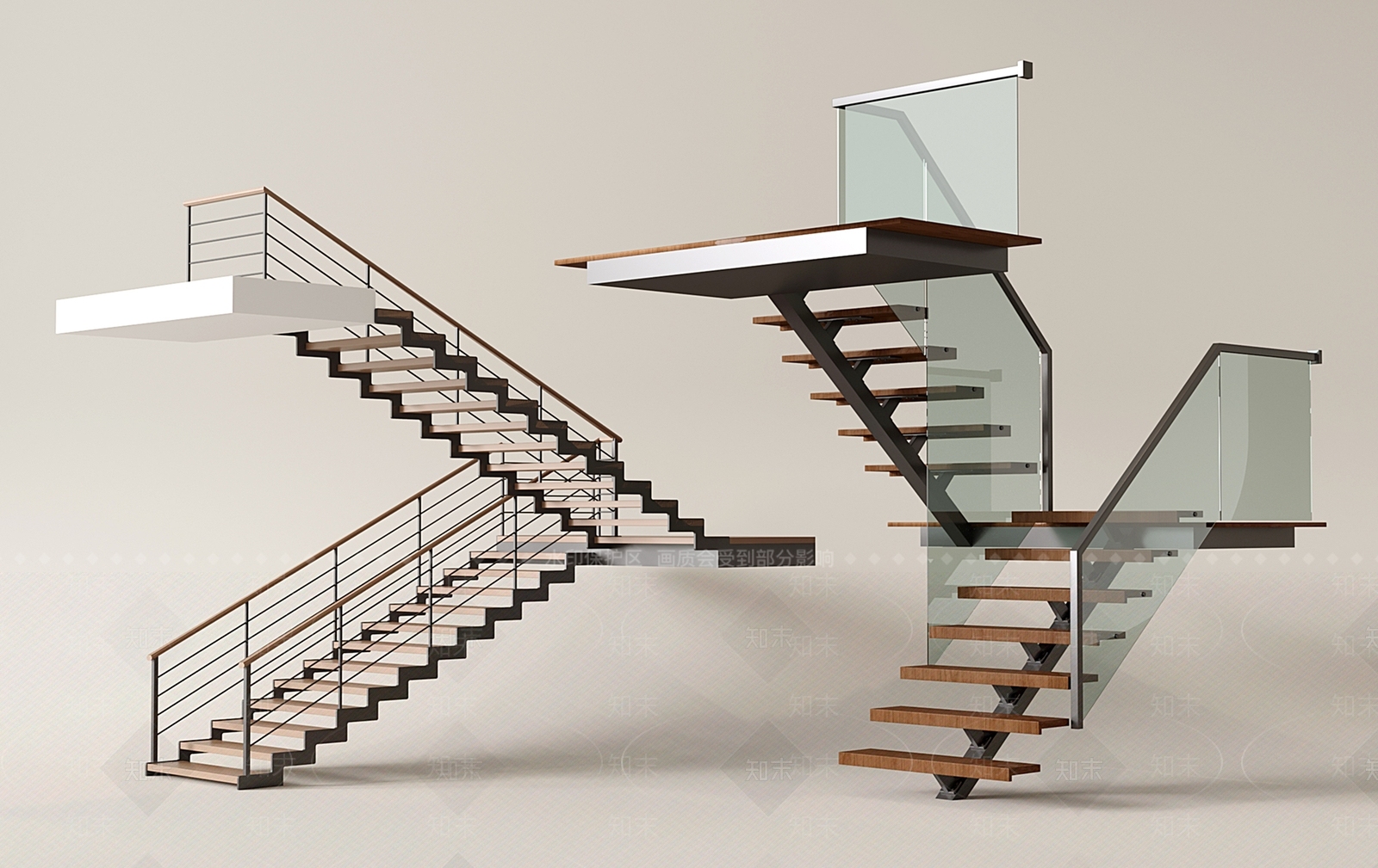 现代意式剪刀楼梯3D模型下载【ID:1201688666】