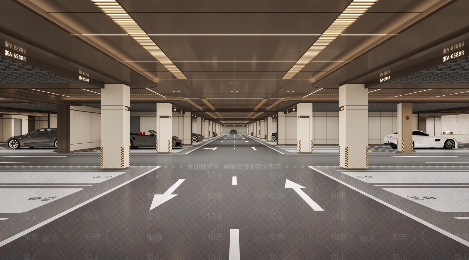 现代轻奢室内停车场3D模型下载【ID:1201689098】