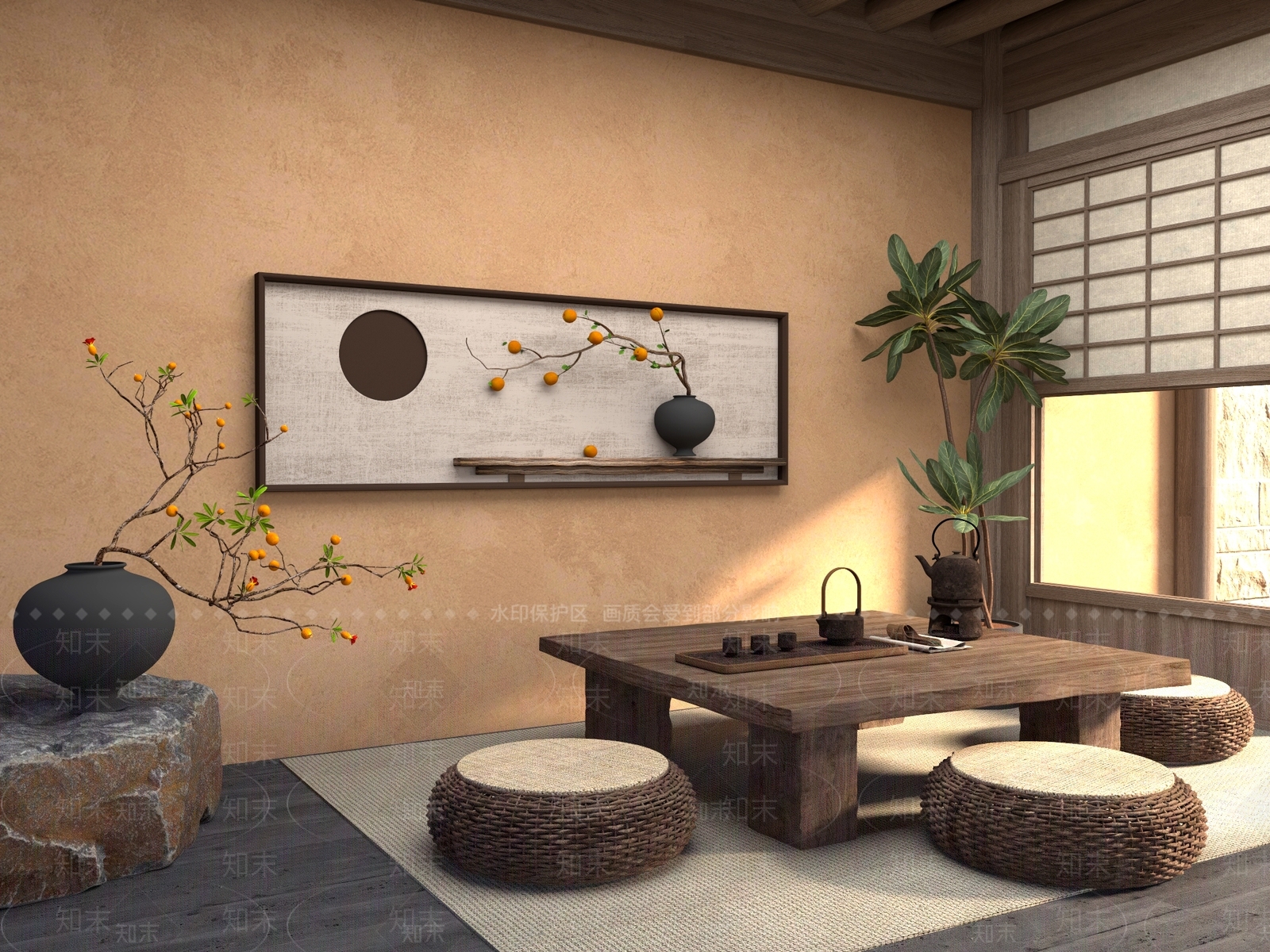 新中式中式茶桌椅3D模型下载【ID:1201690977】