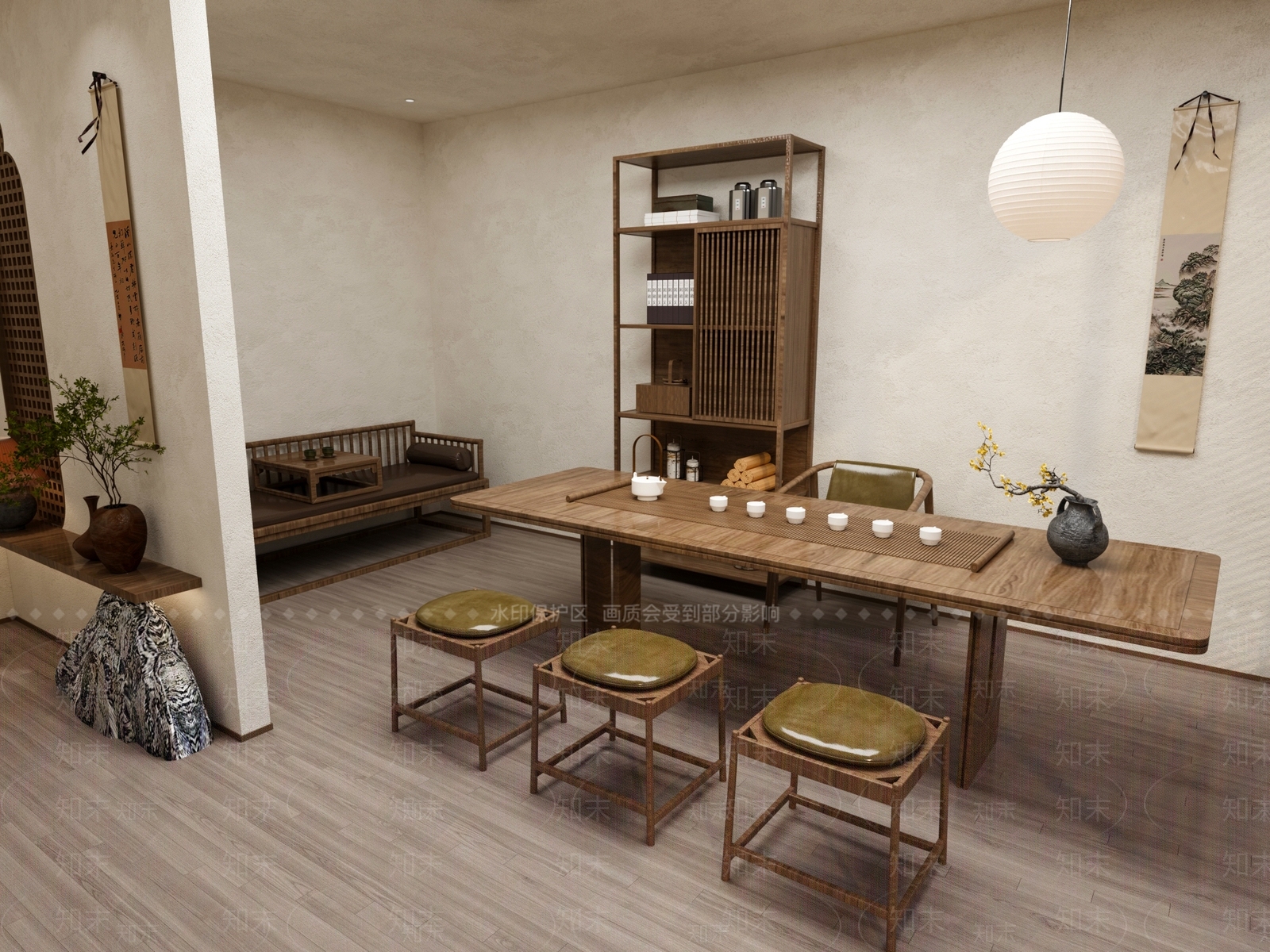 新中式中式茶桌椅3D模型下载【ID:1201693808】