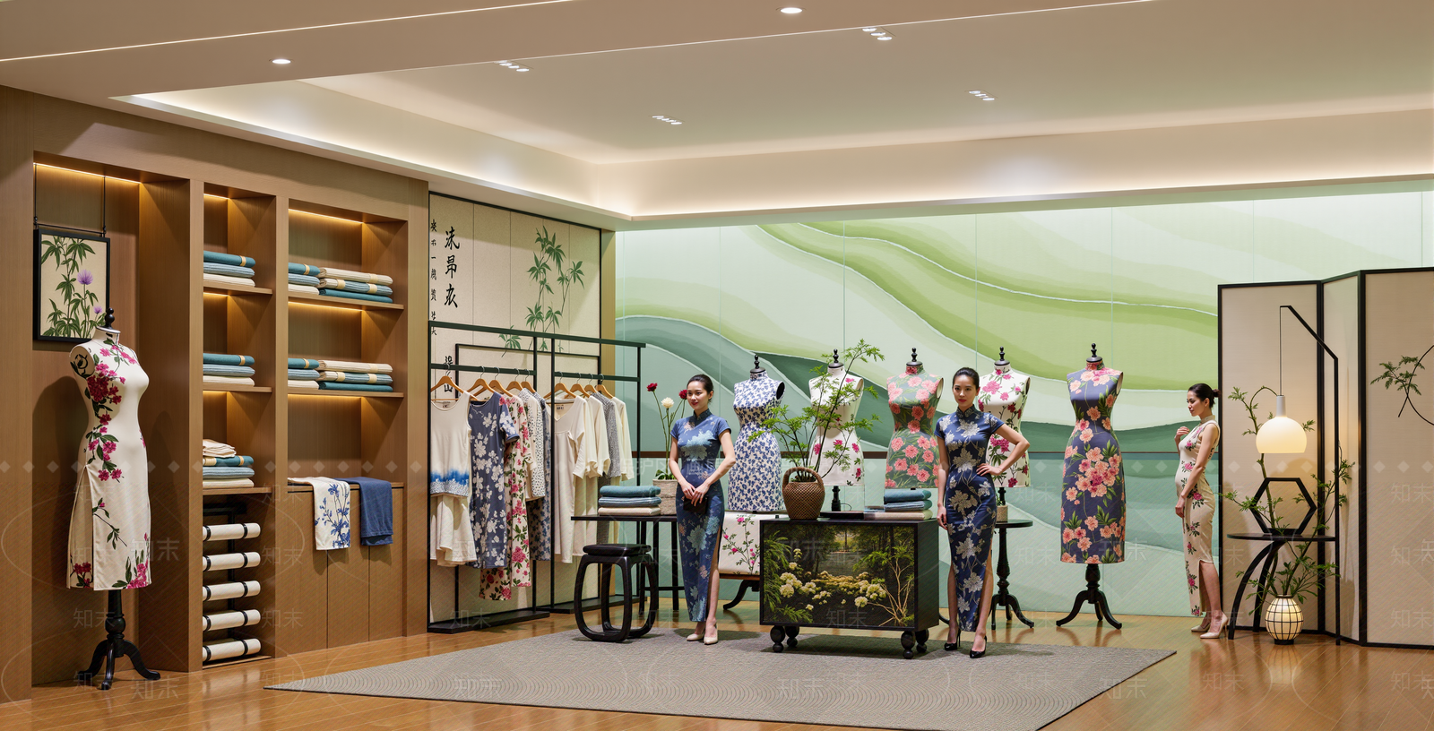 新中式服装店SU模型下载【ID:1201694734】