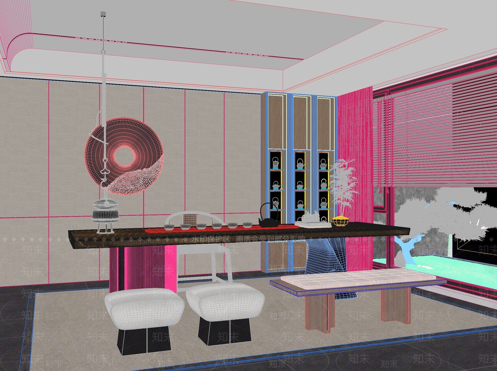 新中式中式茶桌椅3D模型下载【ID:1201695376】
