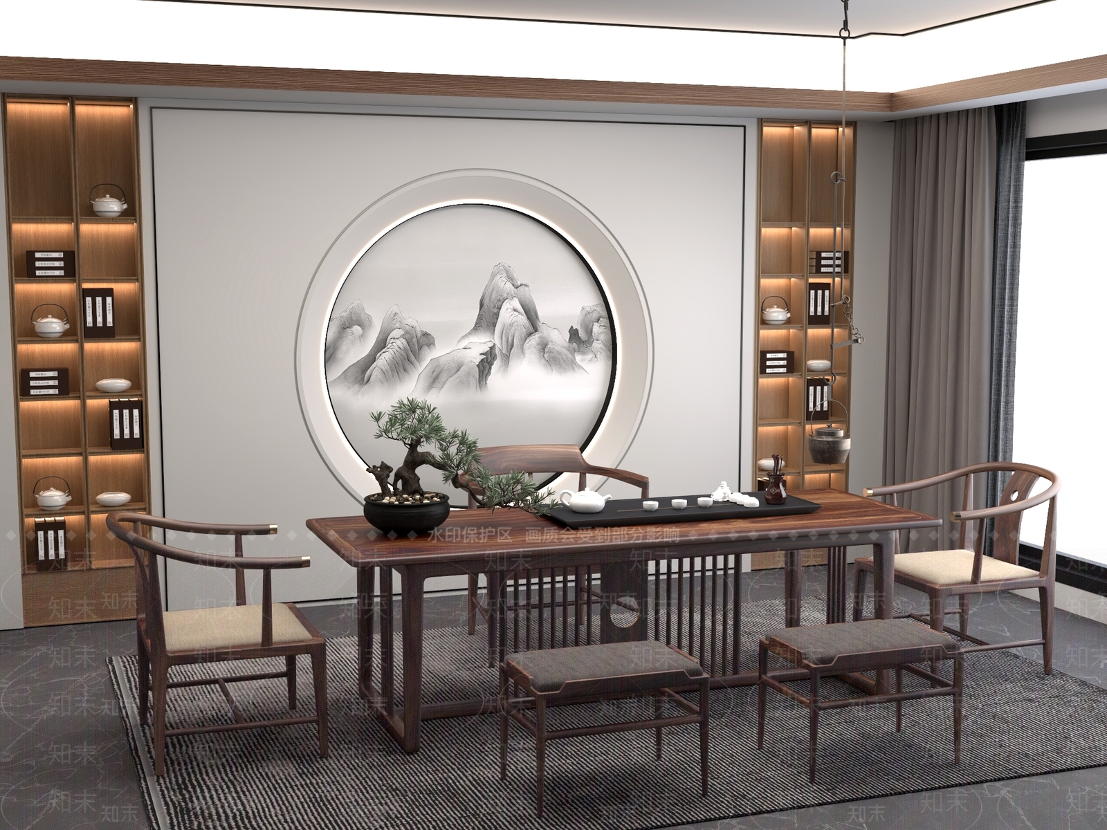 新中式中式茶桌椅3D模型下载【ID:1201696850】