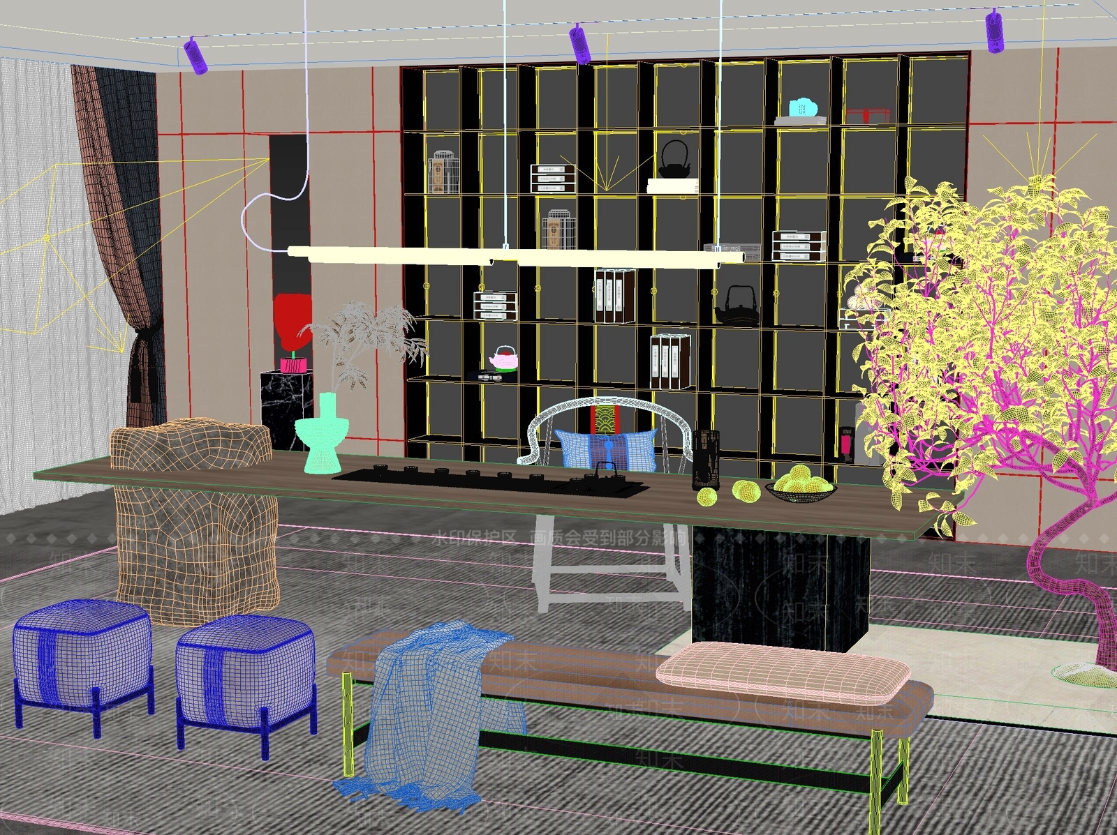 新中式中式茶桌椅3D模型下载【ID:1201697367】