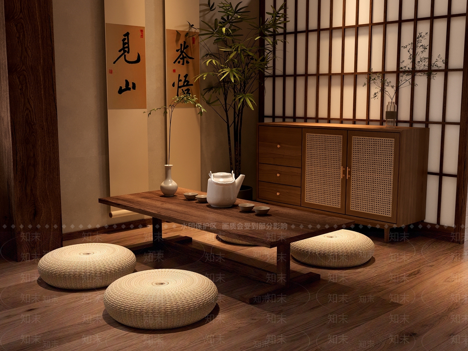 新中式中式茶桌椅3D模型下载【ID:1201698684】