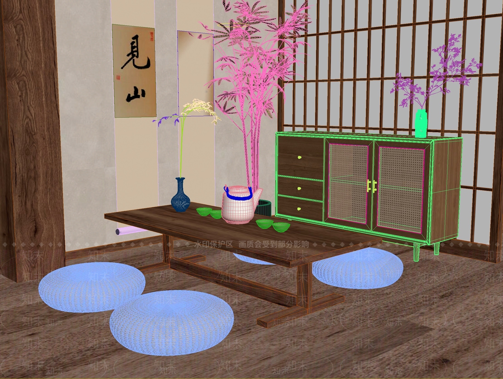 新中式中式茶桌椅3D模型下载【ID:1201698684】