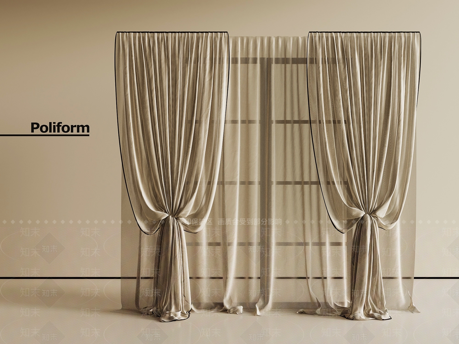 现代欧式窗帘SU模型下载【ID:1201699544】