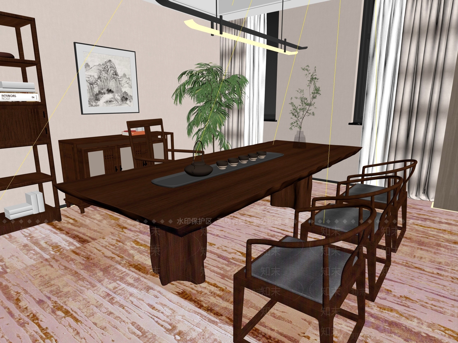 新中式中式茶桌椅3D模型下载【ID:1201700495】