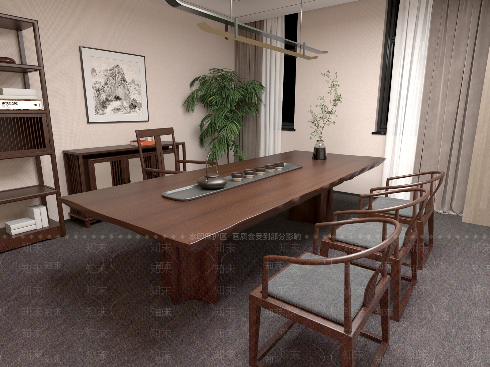 新中式中式茶桌椅3D模型下载【ID:1201700495】