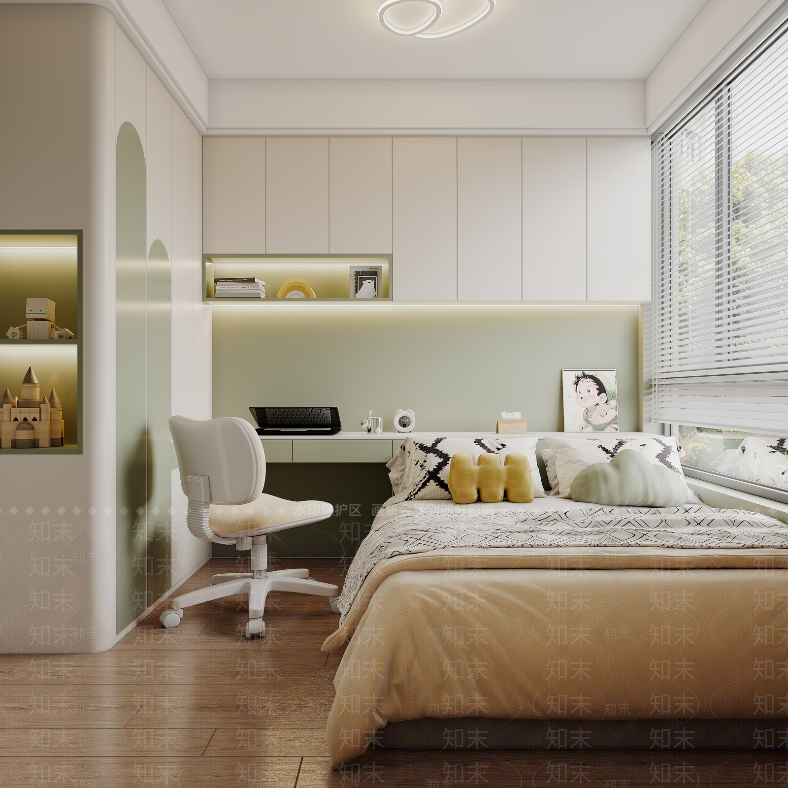 奶油现代通用儿童房3D模型下载【ID:1201701387】