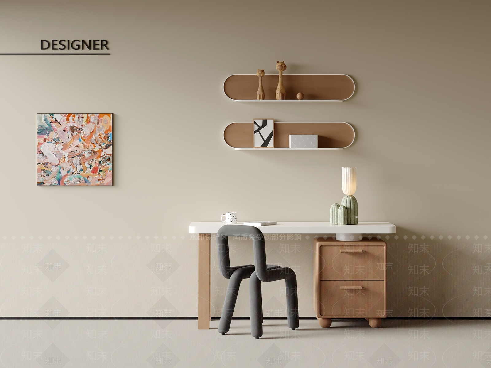 现代书桌椅3D模型下载【ID:1201702033】