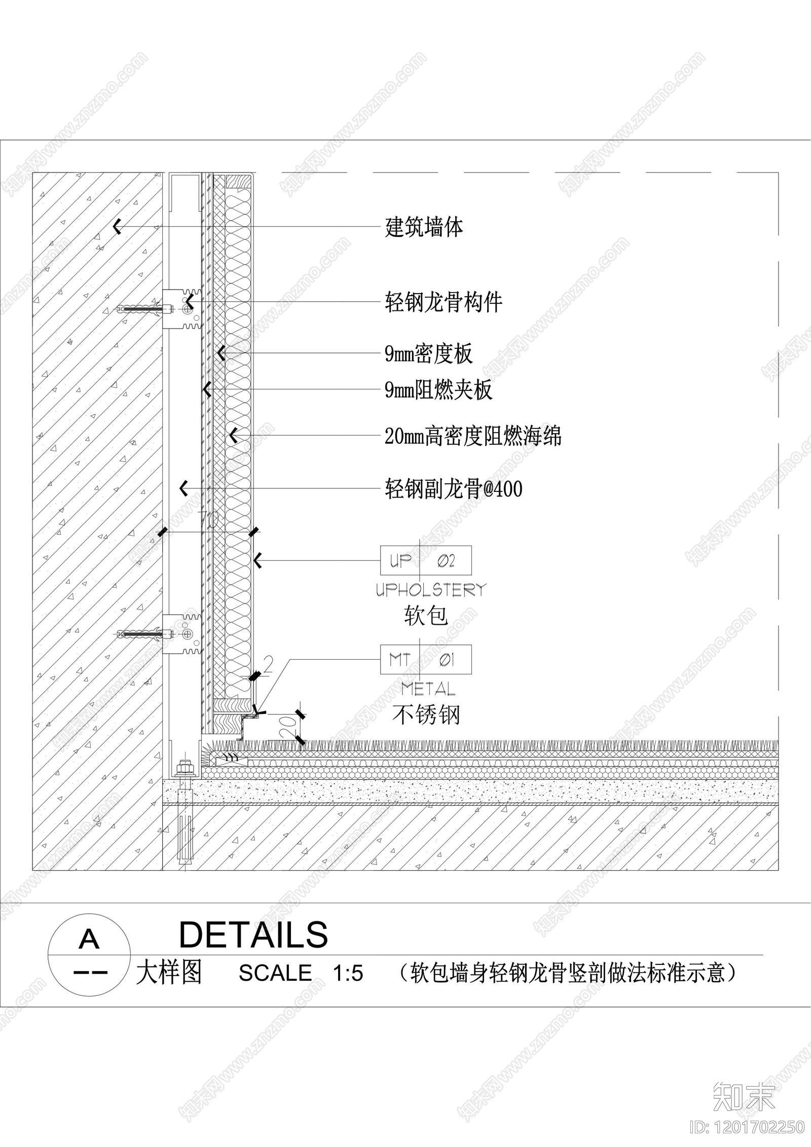 墙面节点cad施工图下载【ID:1201702250】
