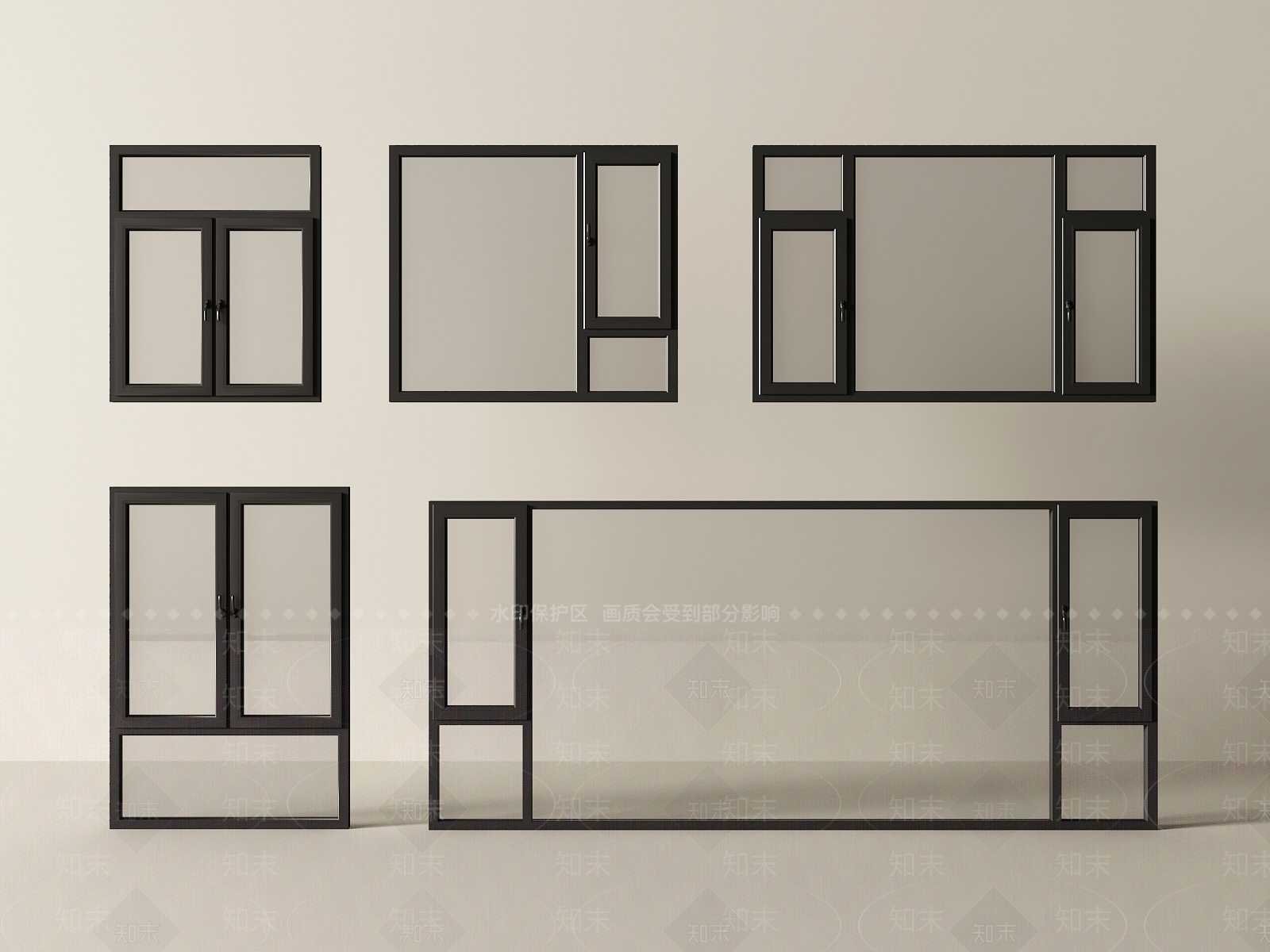 现代平开窗3D模型下载【ID:1201702971】