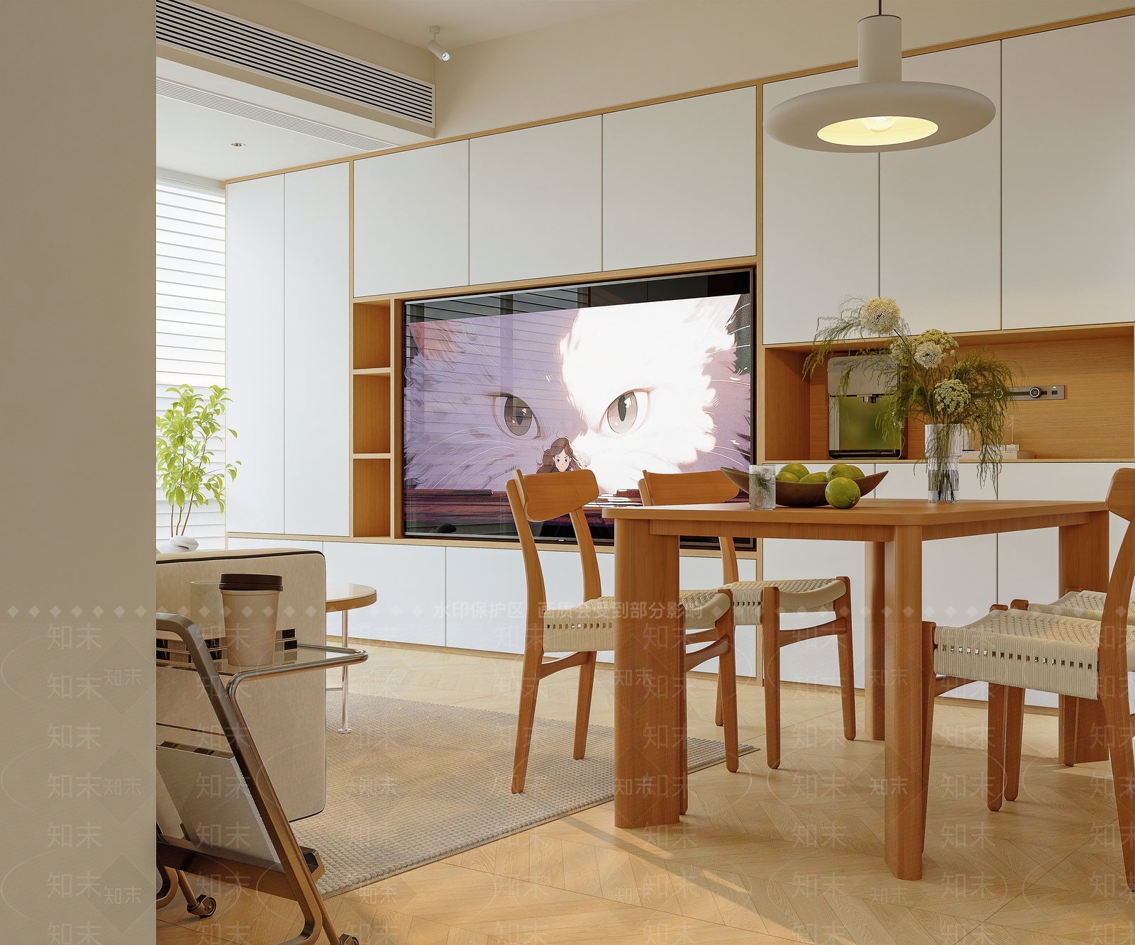 日式原木家居客厅3D模型下载【ID:1201706065】