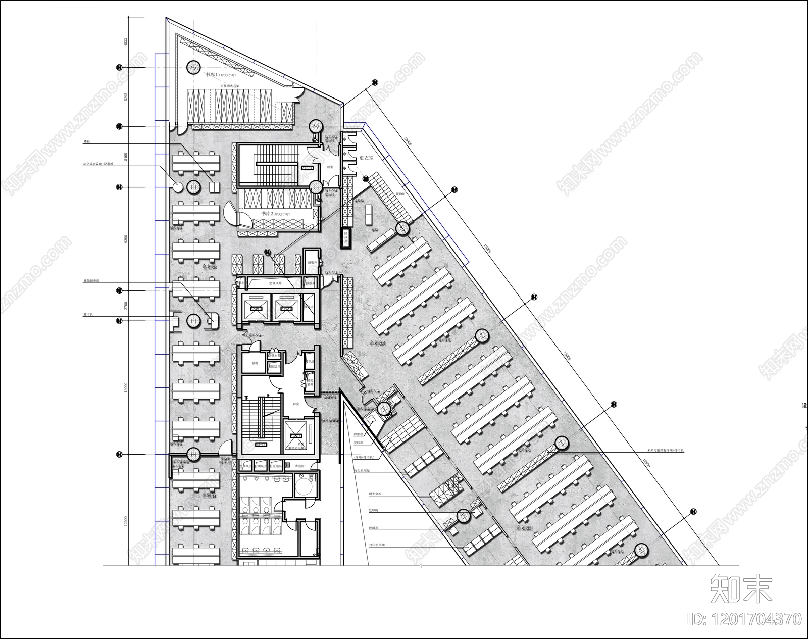 现代整体办公空间cad施工图下载【ID:1201704370】