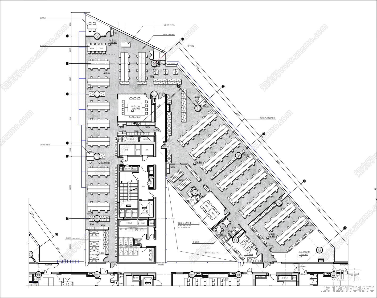 现代整体办公空间cad施工图下载【ID:1201704370】