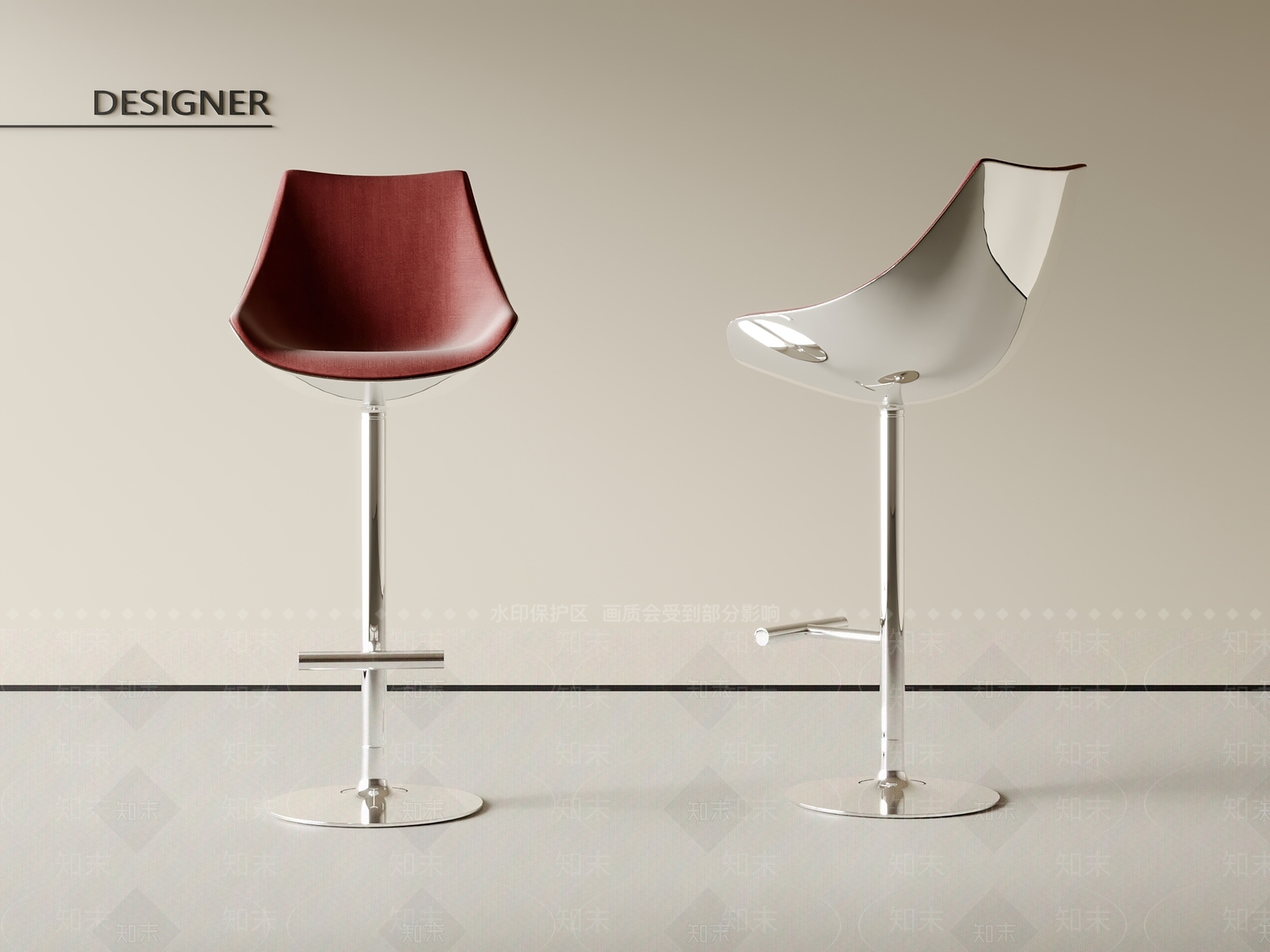 现代吧椅3D模型下载【ID:1201703977】