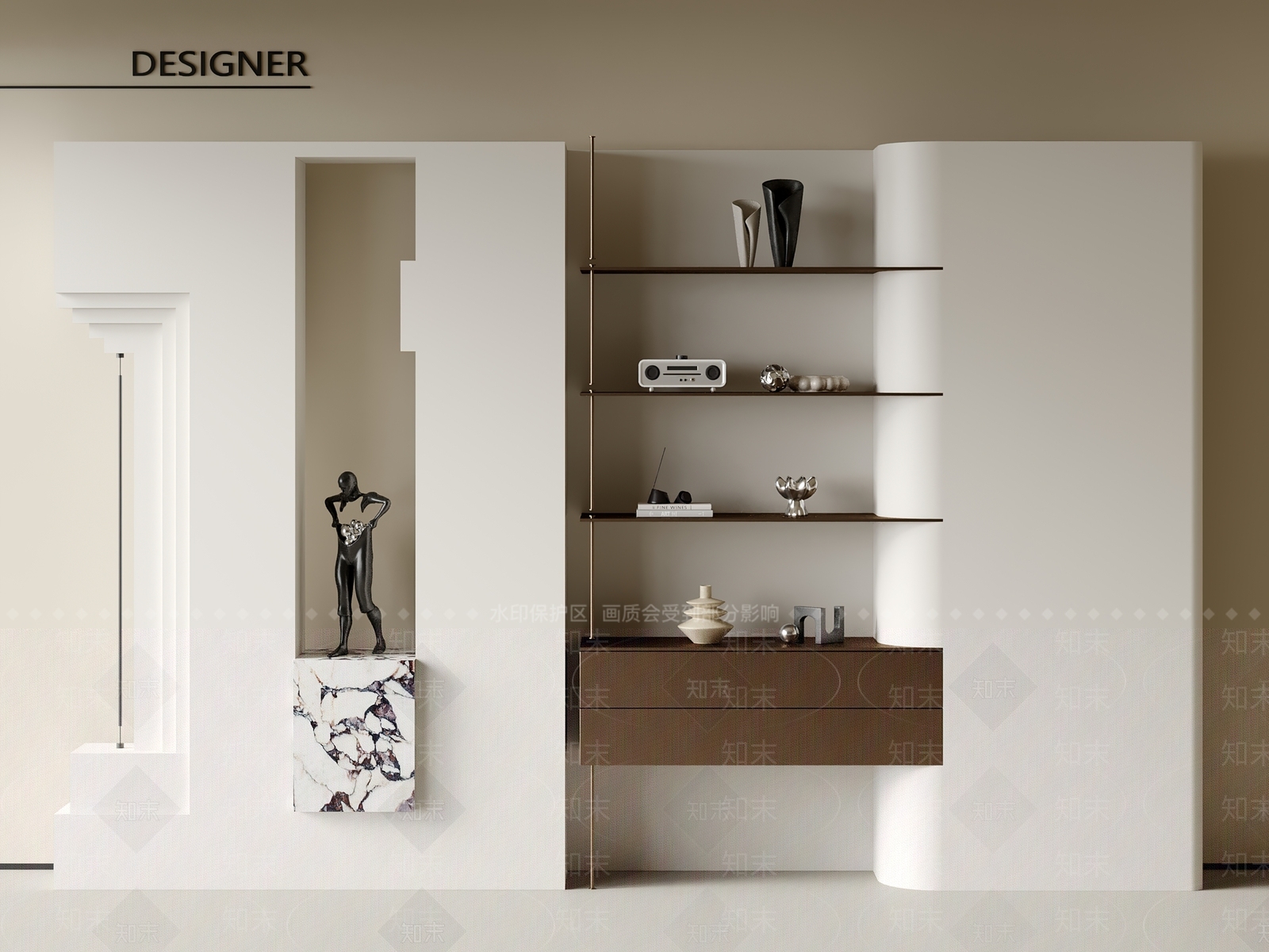 现代法式书柜3D模型下载【ID:1201704511】