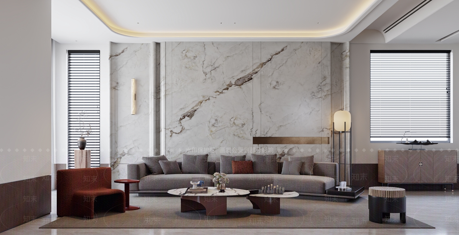 现代意式别墅客厅3D模型下载【ID:1201707713】