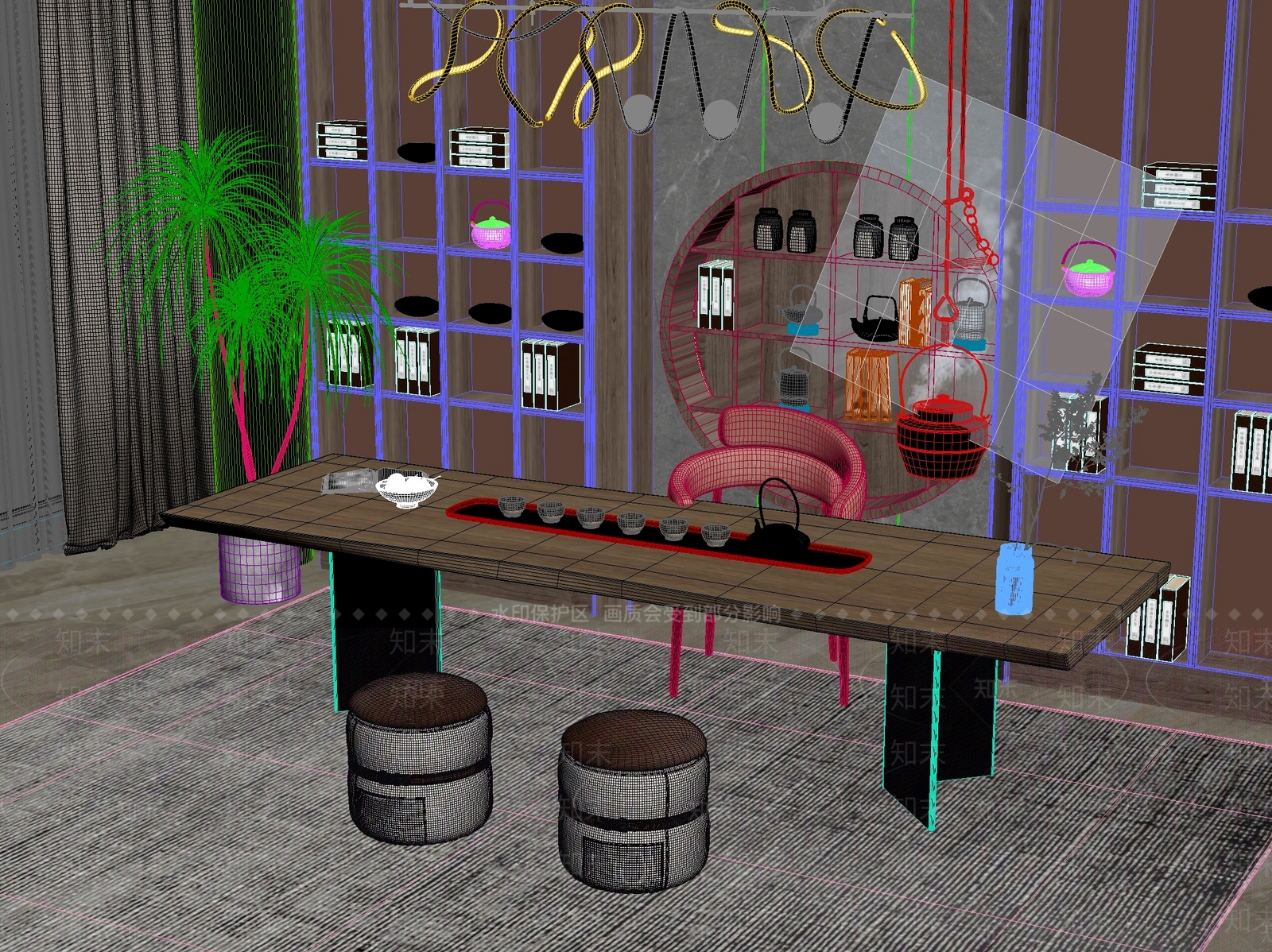 新中式中式茶桌椅3D模型下载【ID:1201706610】