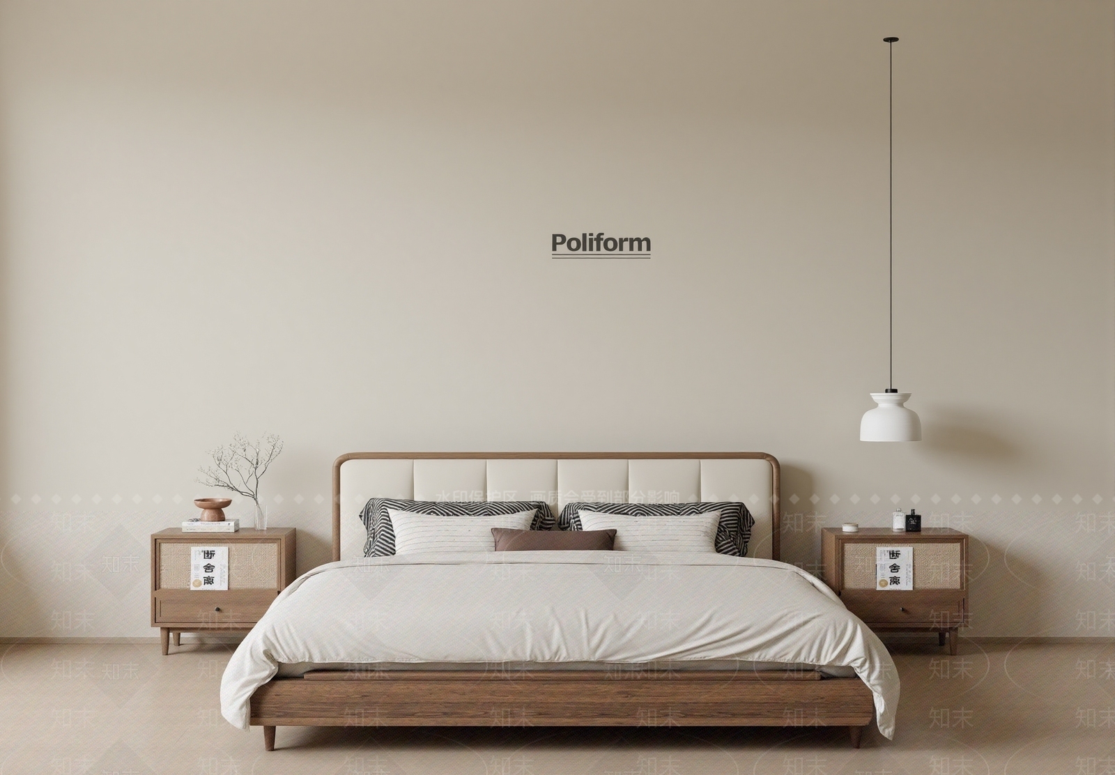 现代中古双人床SU模型下载【ID:1201709354】