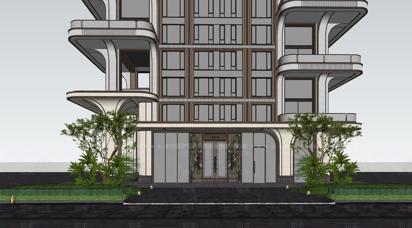 现代欧式高层住宅SU模型下载【ID:1201712562】