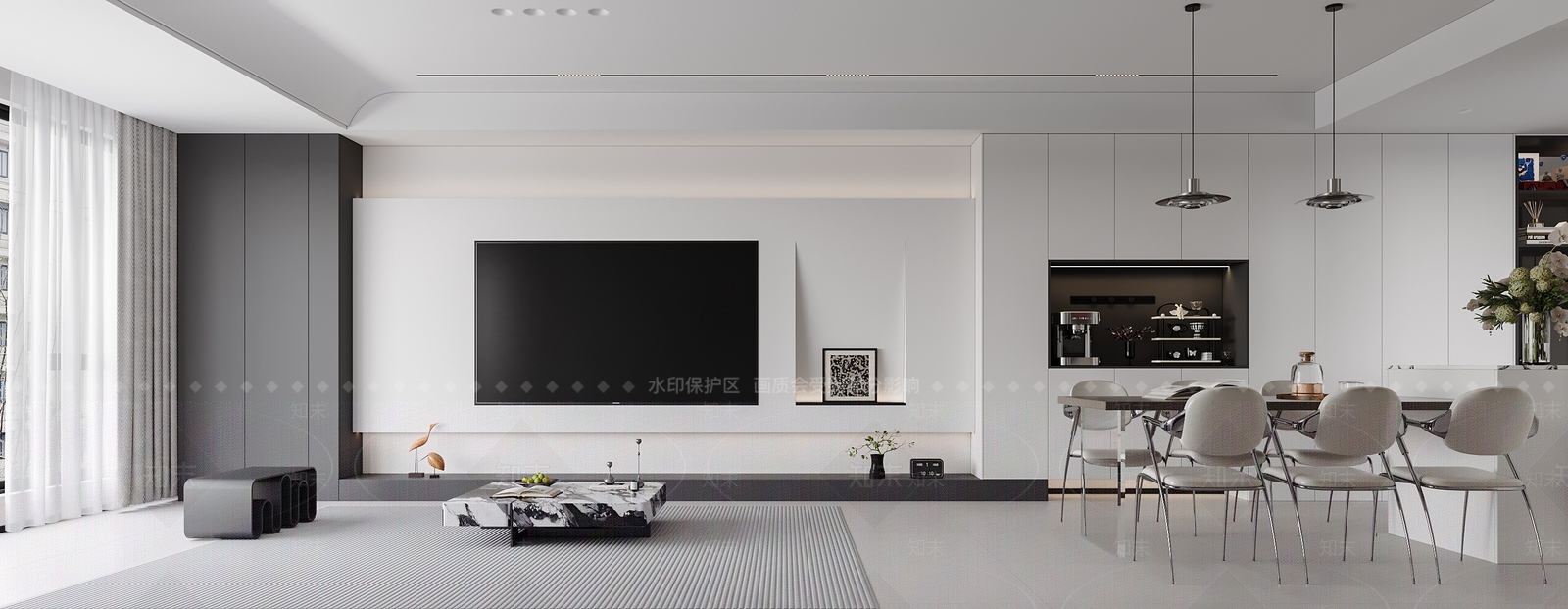 现代极简家居客厅3D模型下载【ID:1201713091】