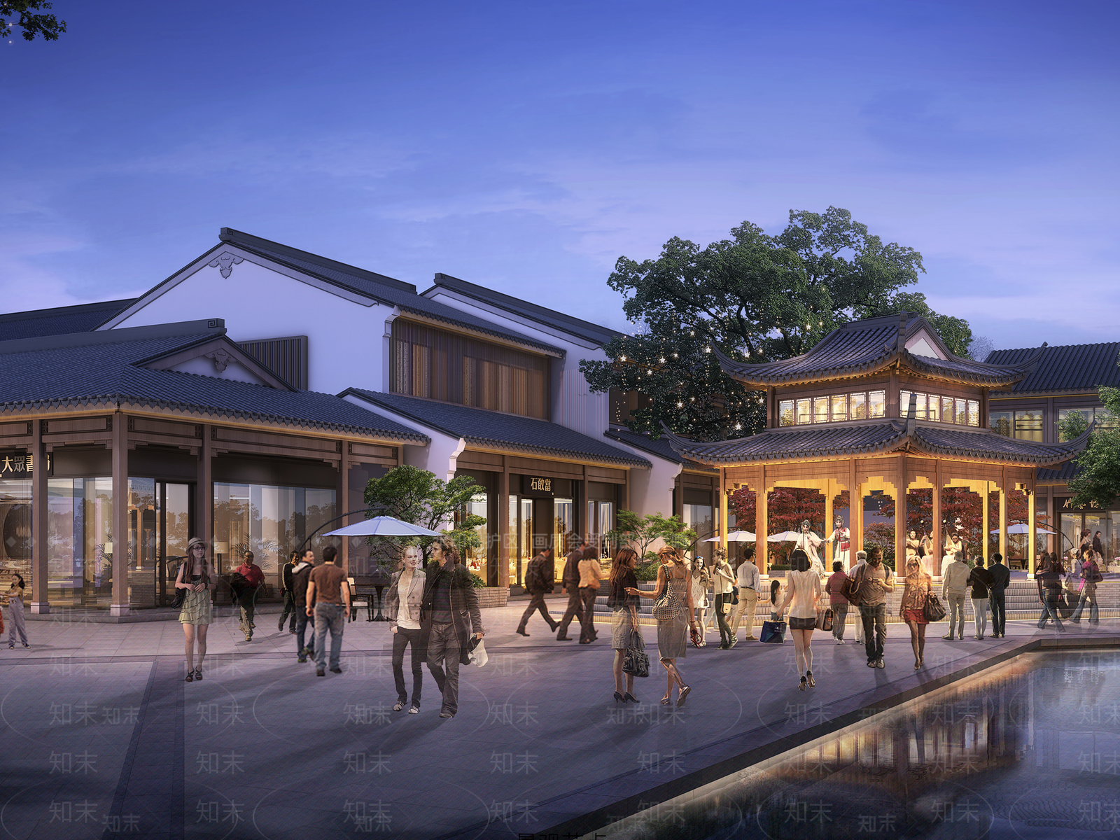 新中式中式商业街SU模型下载【ID:1201713191】