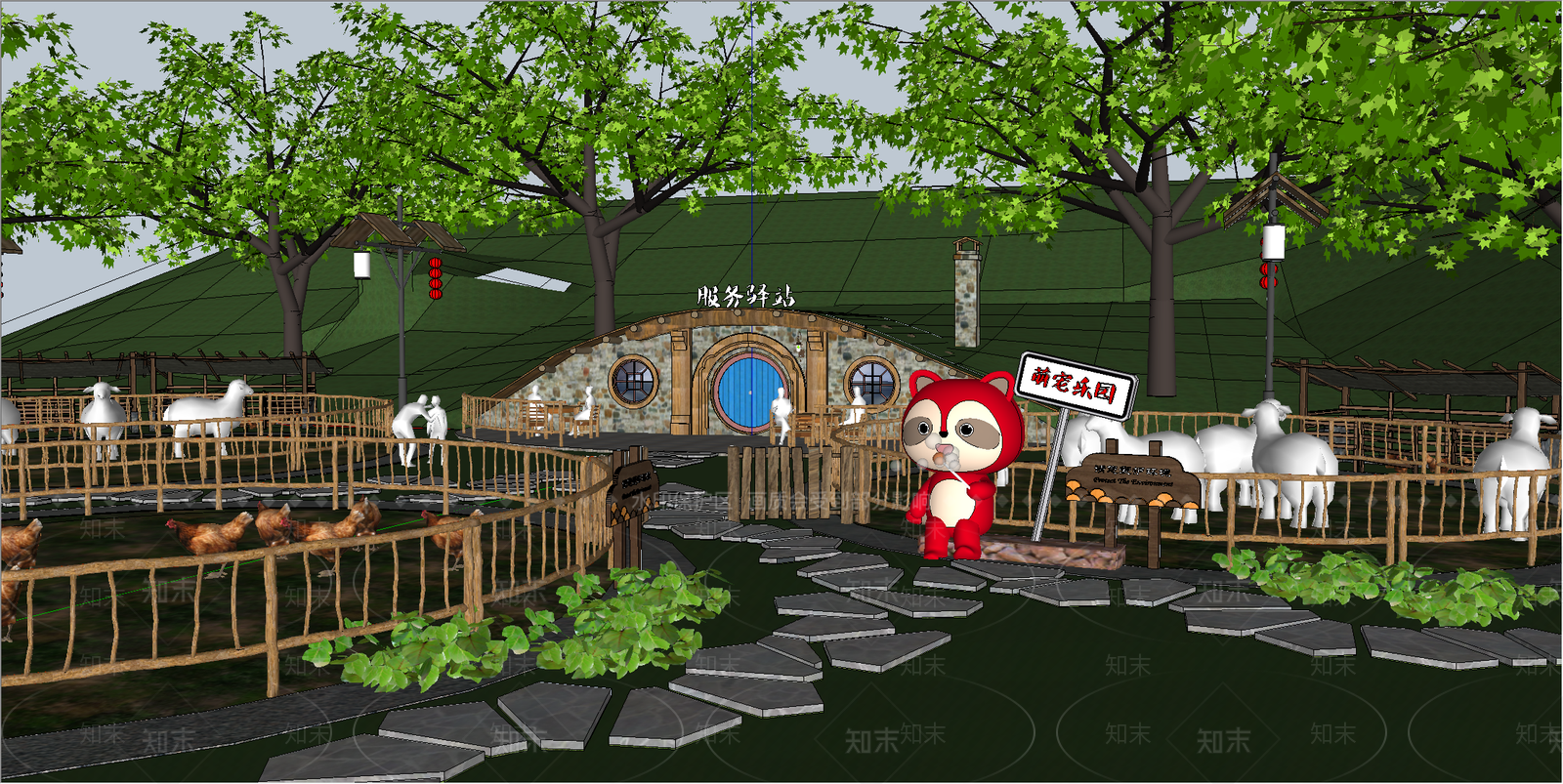 现代景观公园SU模型下载【ID:1201715351】