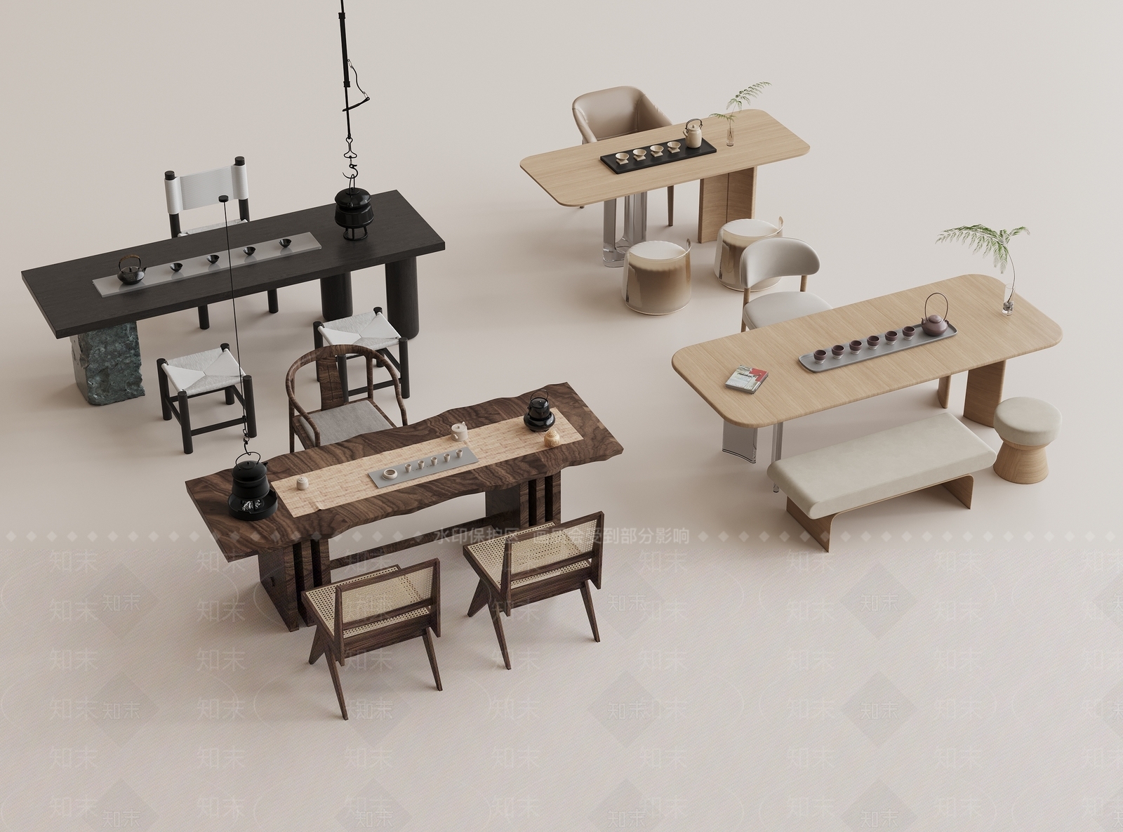 新中式茶桌椅3D模型下载【ID:1201723065】