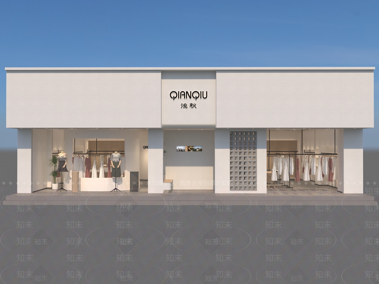 现代极简服装店3D模型下载【ID:1201724736】