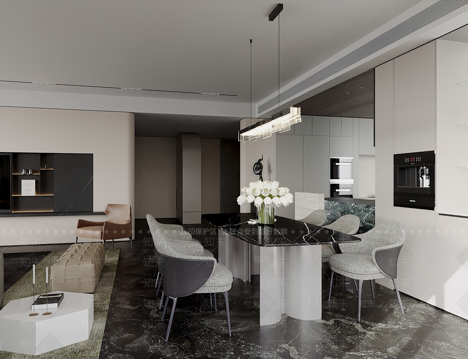现代家居餐厅3D模型下载【ID:1201726396】