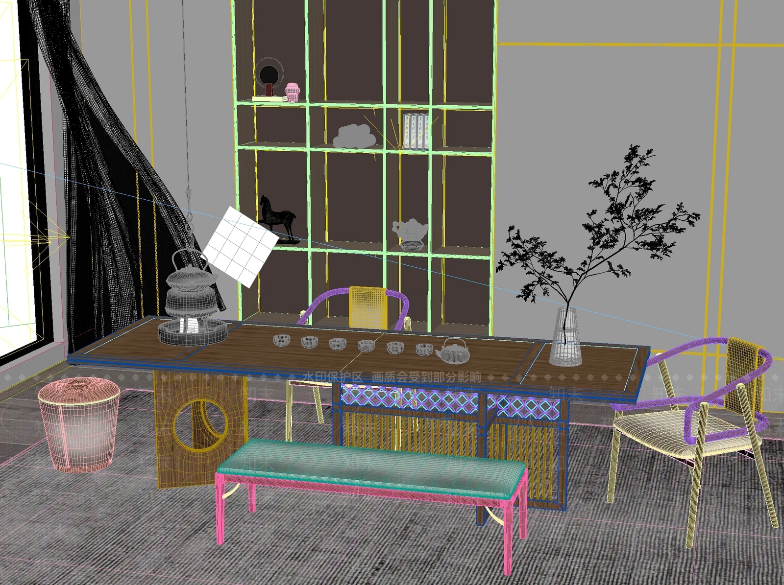 新中式中式茶桌椅3D模型下载【ID:1201727114】