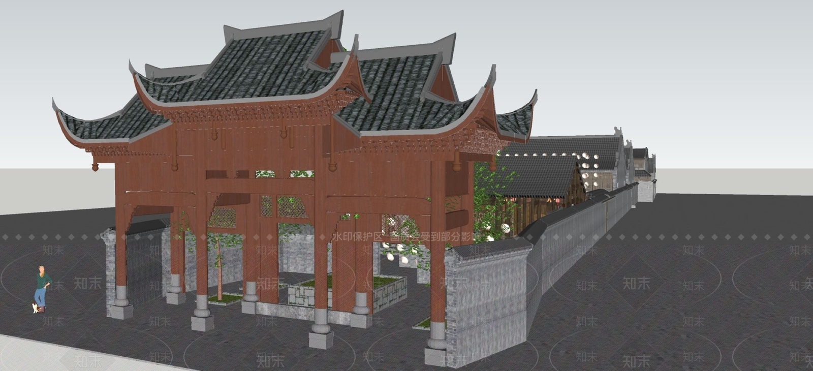 中式新中式祠堂SU模型下载【ID:1201783513】