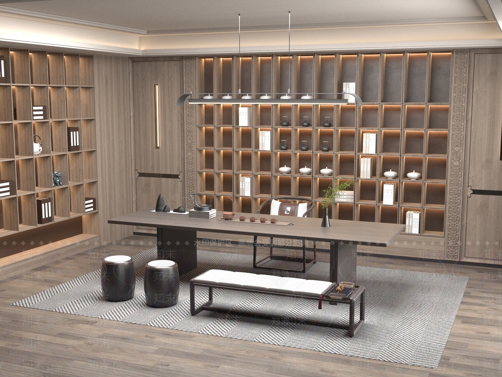 新中式中式茶桌椅3D模型下载【ID:1201732377】